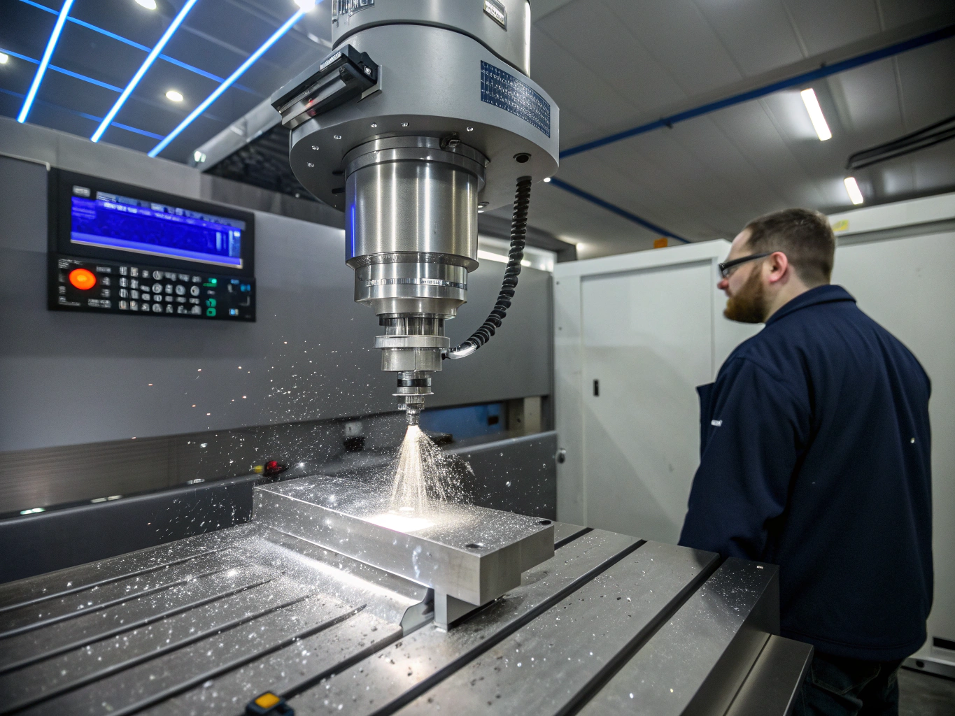 High-precision laser cutting machine operating on sheet metal
